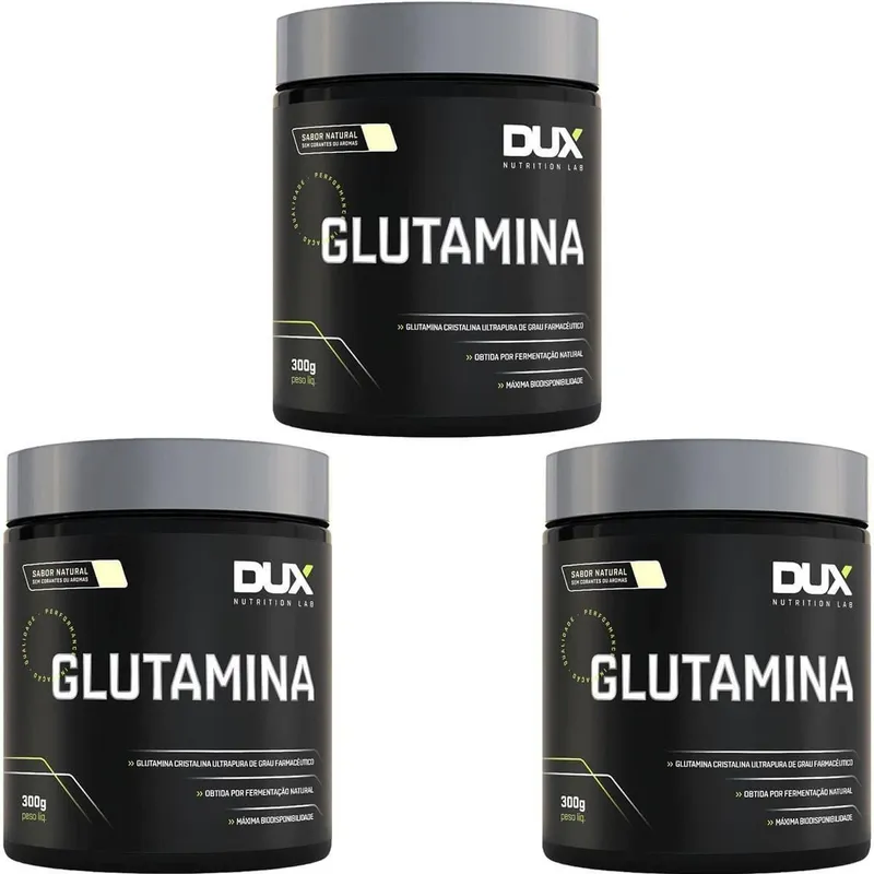 Kit 3X Glutamina - 300g Sabor Natural - Dux Nutrition