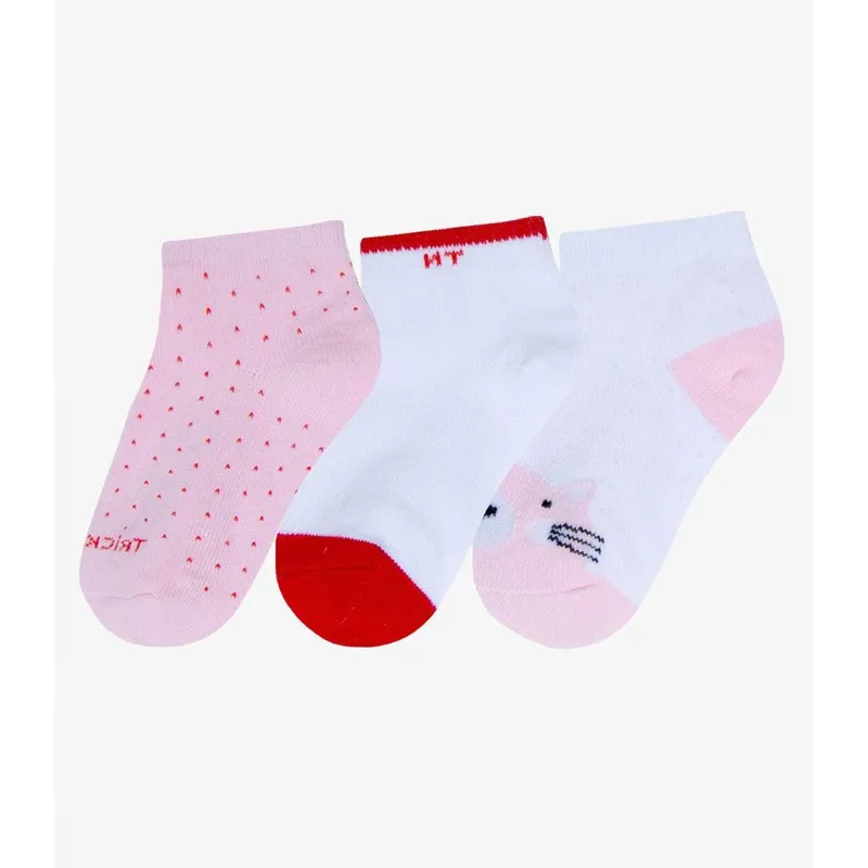 Kit 3 Pares De Meia Cano Curto Infantil Trick Nick Bege