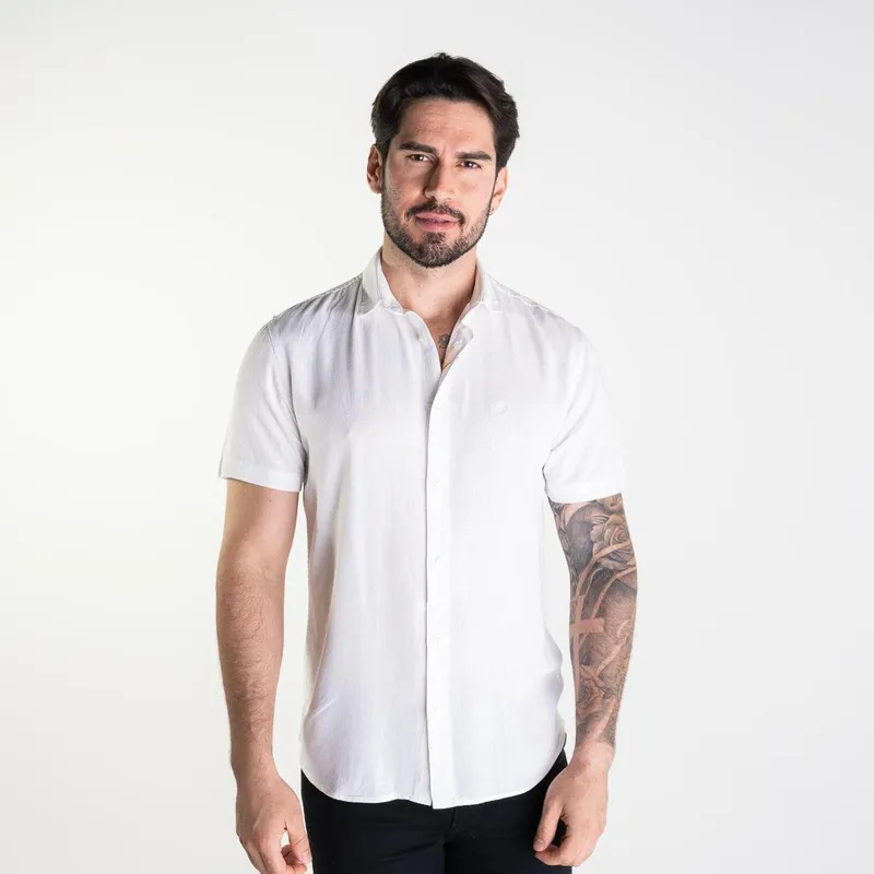 Camisa Masculina VersatiOld Viscose Manga Curta Branca