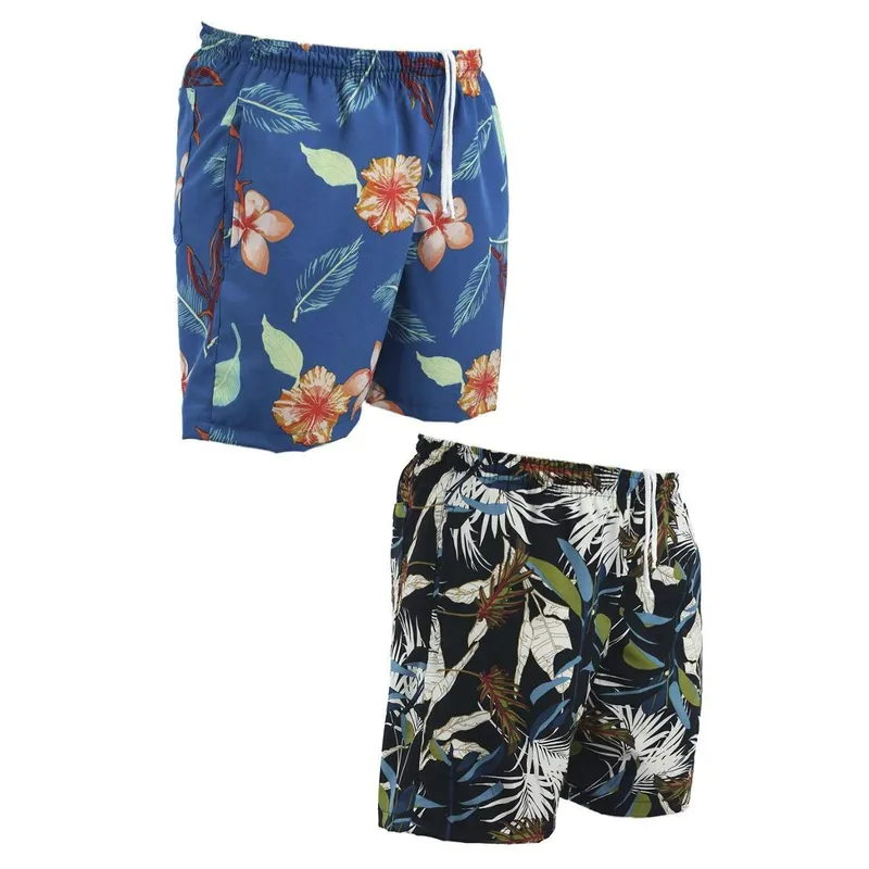 Kit 2 Shorts Bermuda Estampada Butu Biru Tactel elastano
