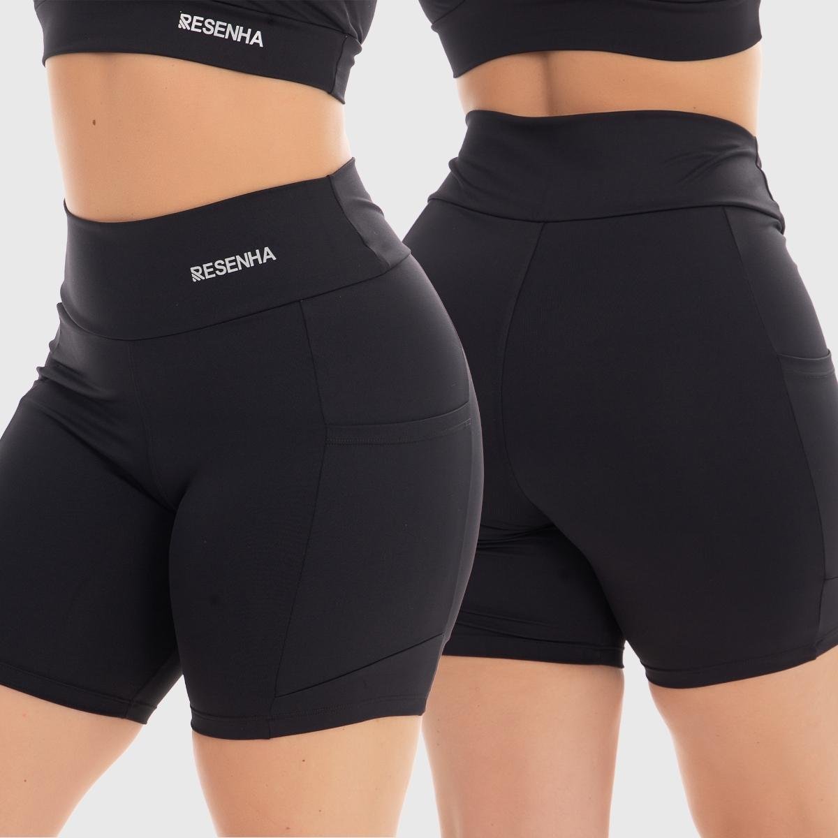 Short Fitness Poliamida Cós Alto Resenha Sport Conforto Academia Feminino Casual