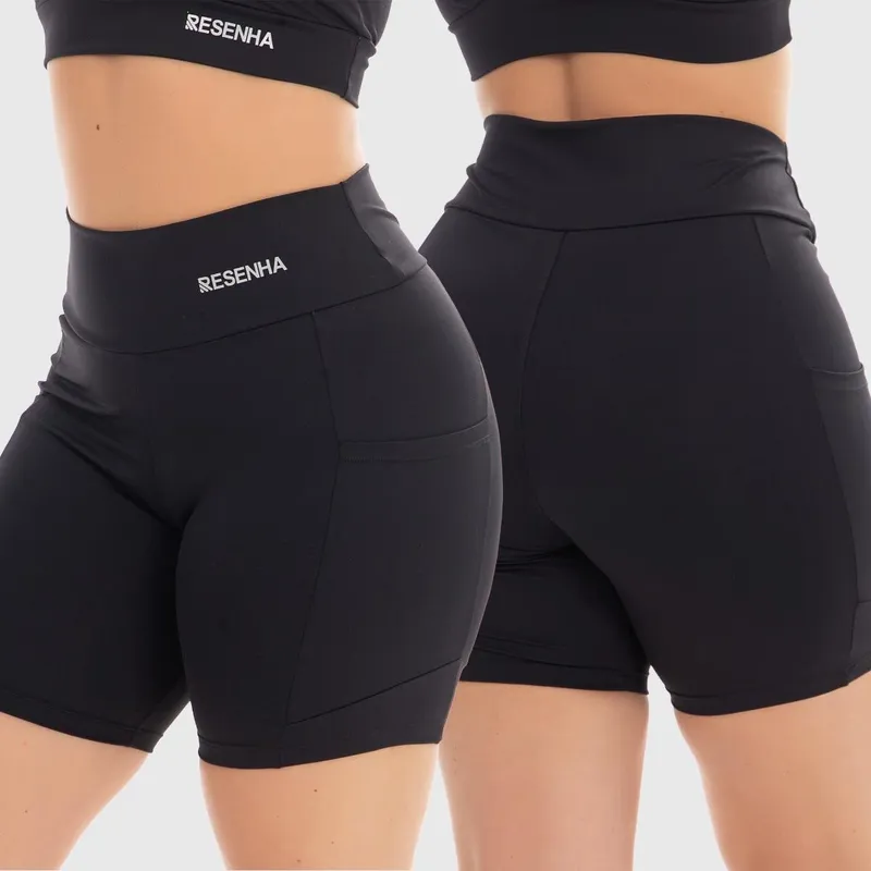 Short Fitness Poliamida Cós Alto Resenha Sport Conforto Academia Feminino Casual