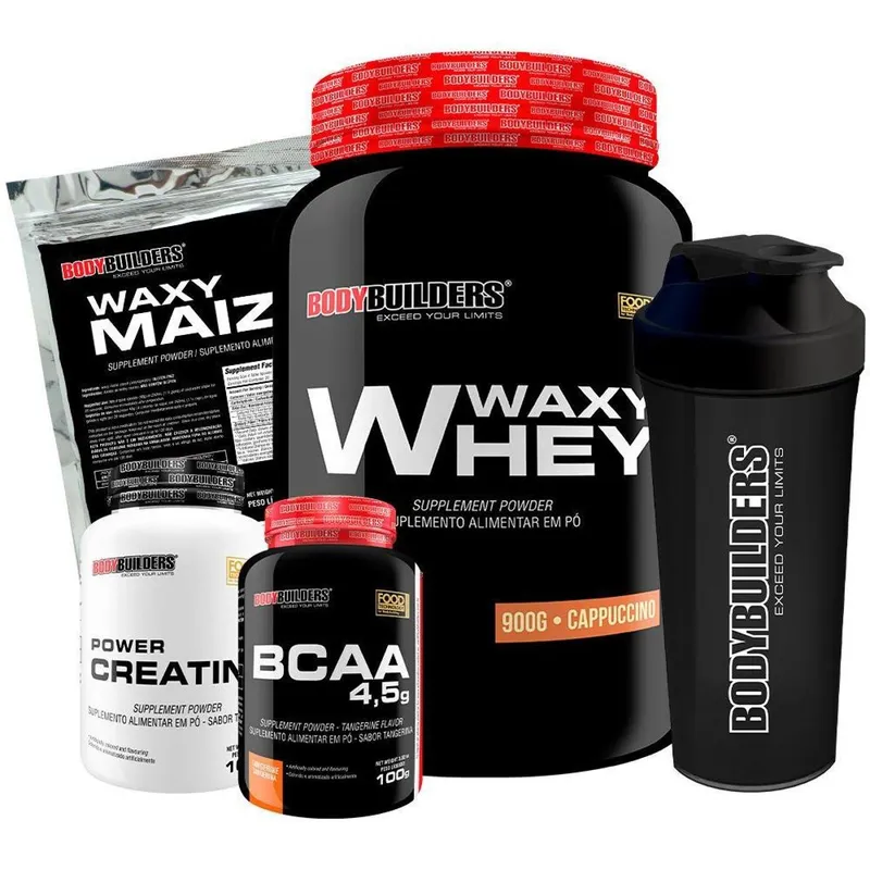 Kit Whey Protein Waxy Whey 900g + Waxy Maize 800g + Creatina 100g +BCAA 100g + Coq -Bodybuilders