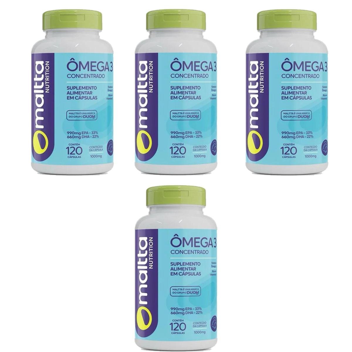 Kit 4 Ômega 3 EPA-DHA 1000mg 4x120 cápsulas Maltta