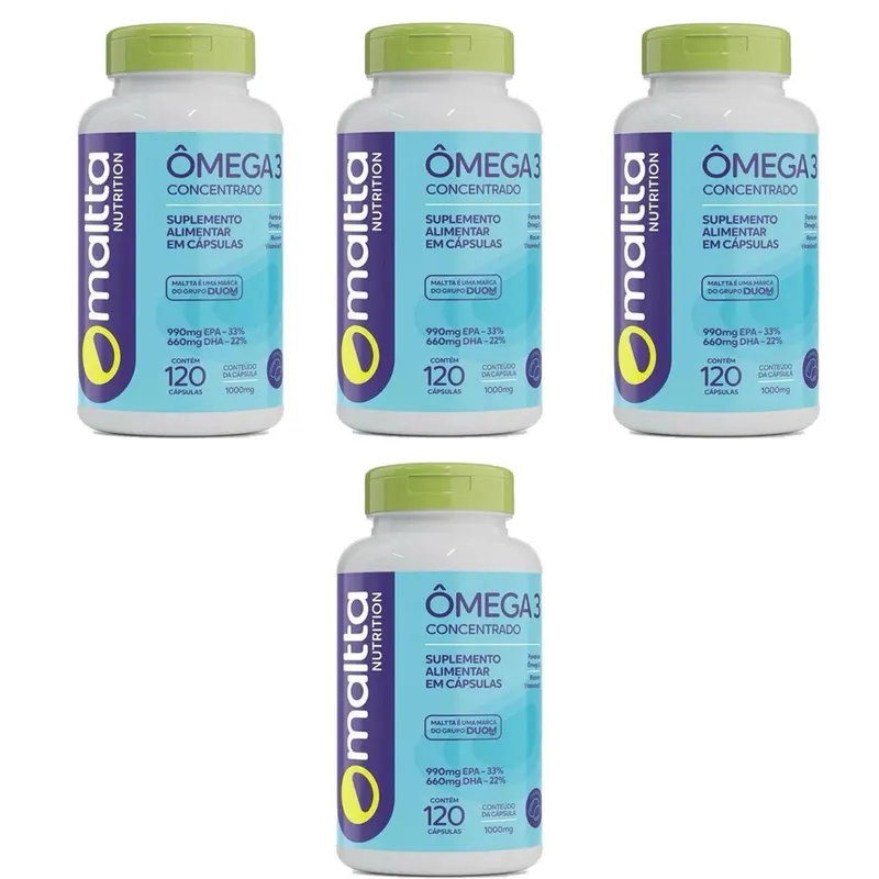 Kit 4 Ômega 3 EPA-DHA 1000mg 4x120 cápsulas Maltta