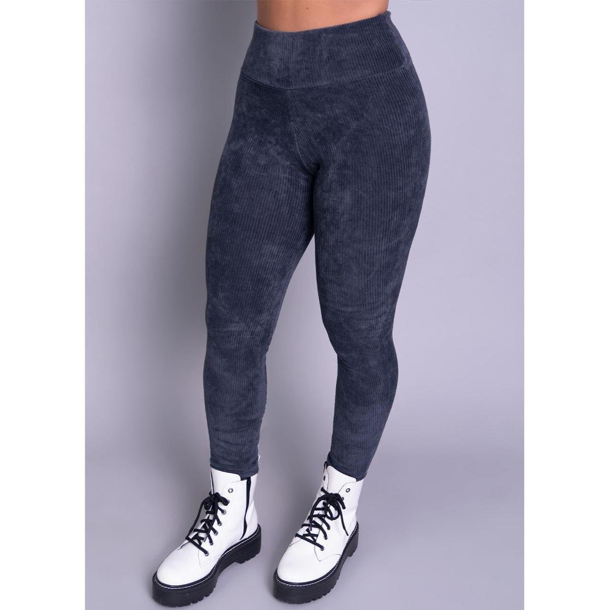 Calça Veludo Cotelê Serra e Mar Legging Grossa Cós Alto Inverno Cintura Alta Feminino