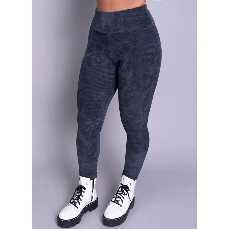 Calça Veludo Cotelê Serra e Mar Legging Grossa Cós Alto Inverno Cintura Alta Feminino