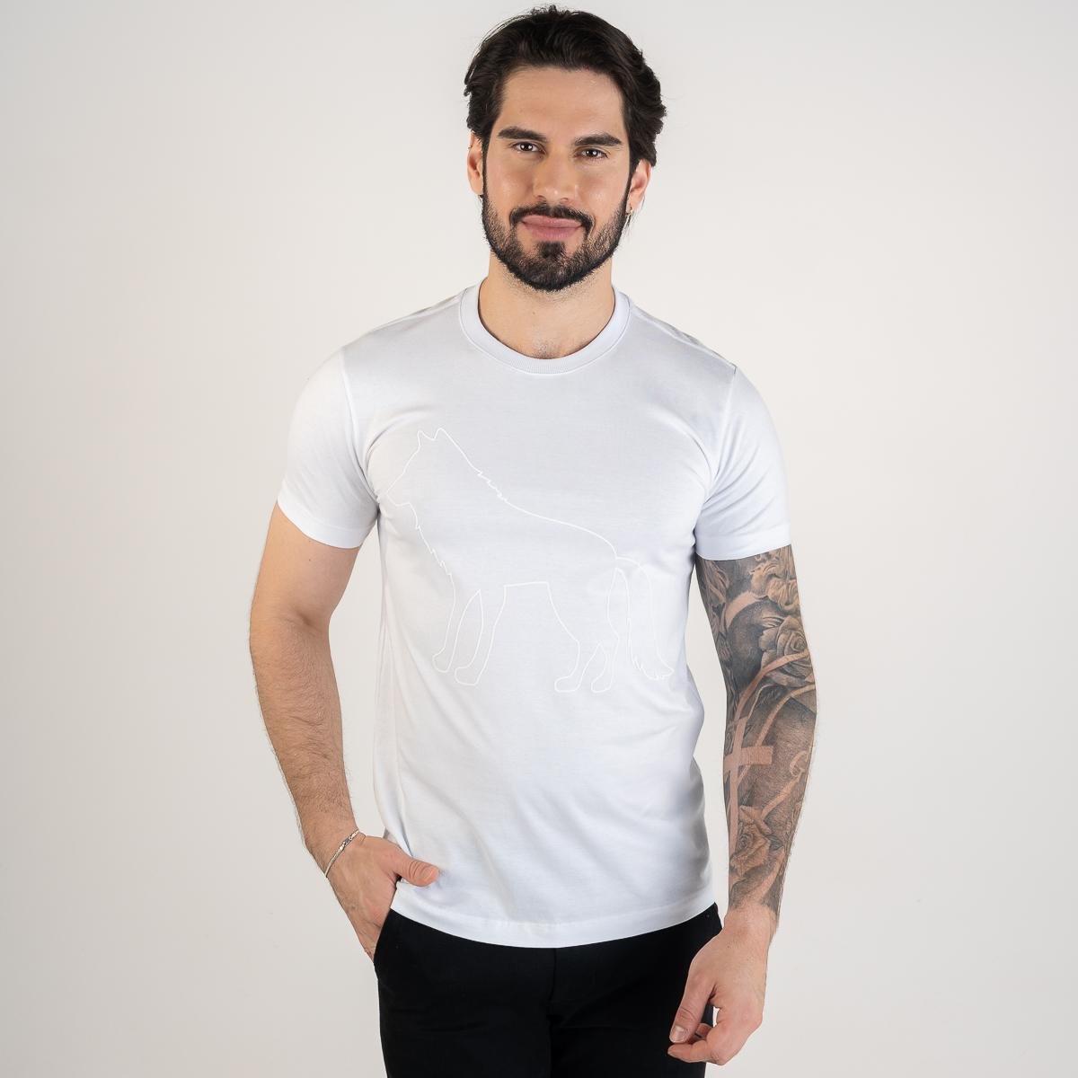 Camiseta Acostamento Wolf Alto Relevo Branca