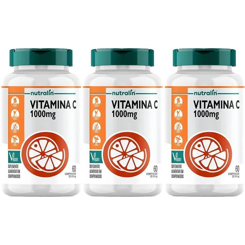 Kit 3X Vitamina C Vegan - 60 Comprimidos - Nutralin