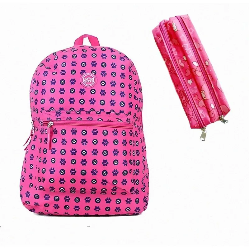 kit escolar Mochila patinhas clio + estojo