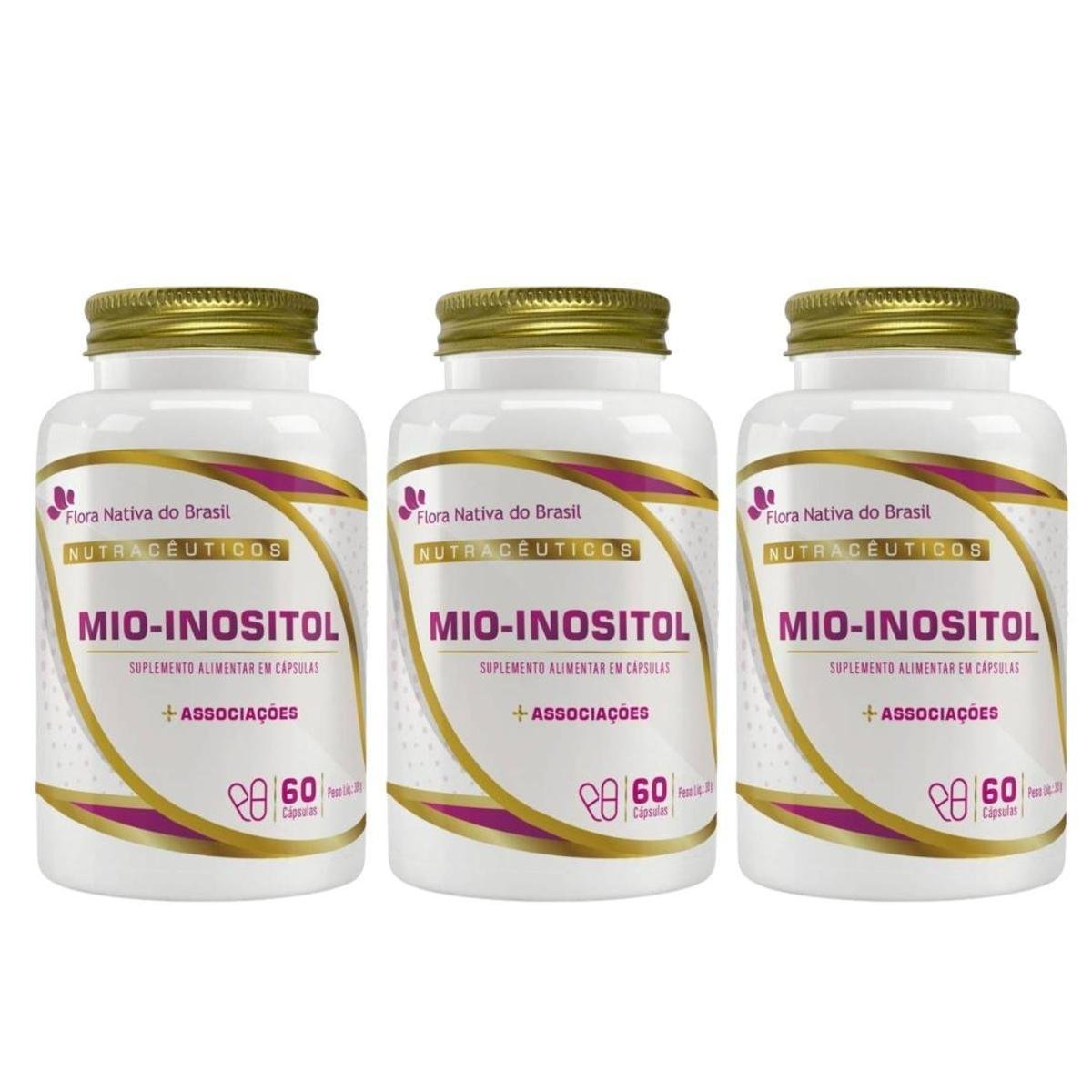 Kit Com 3 - Mio-Inositol + Associações 60 Capsulas 500mg Flora Nativa