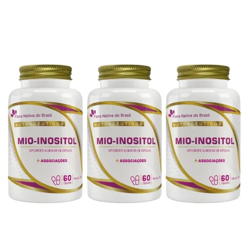 Kit Com 3 - Mio-Inositol + Associações 60 Capsulas 500mg Flora Nativa