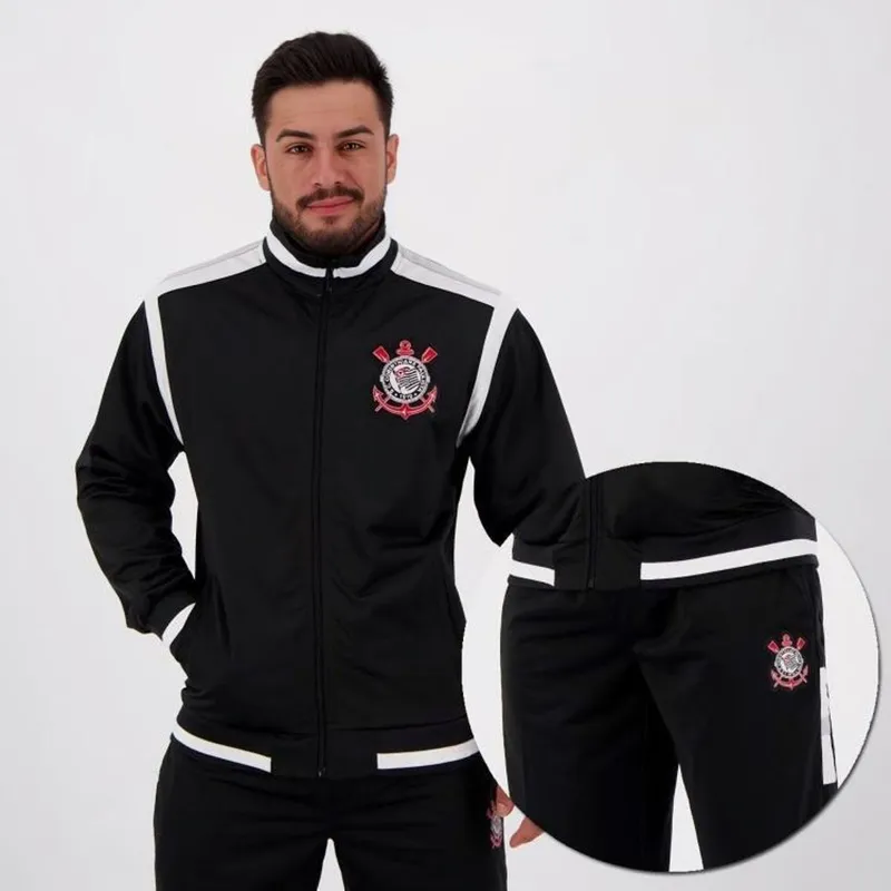 Agasalho Conjunto Trilobal Masculino Corinthians Timão Oficial Licenciado com Escudo Bordado