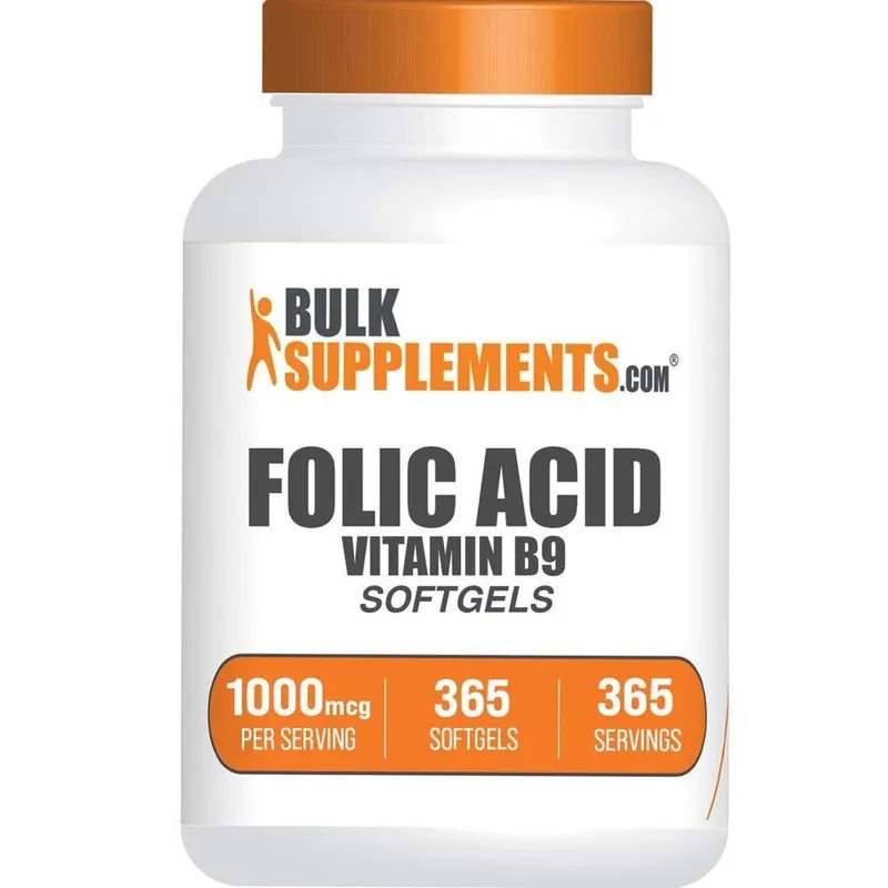 Suplemento BulkSupplements.com Ácido fólico 1000mcg Softgels