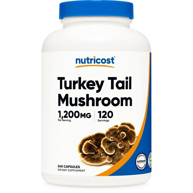 Suplemento Nutricost Turkey Tail Mushroom 1200 Mg 240 Cápsulas