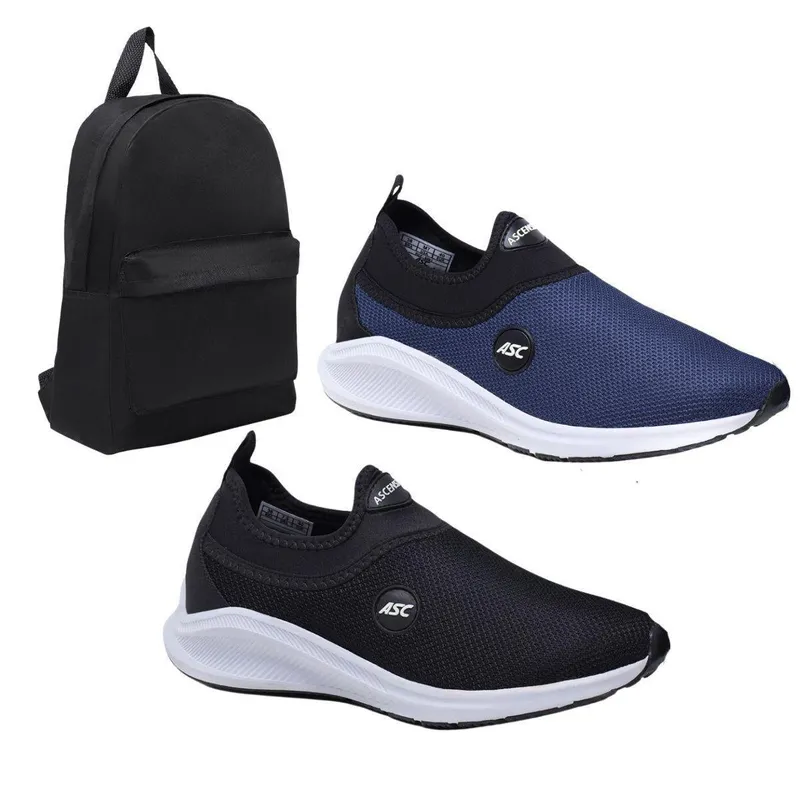 Kit 2 Tênis Esportivo Leve Macio Para Caminhada e Academia+Mochila Básica