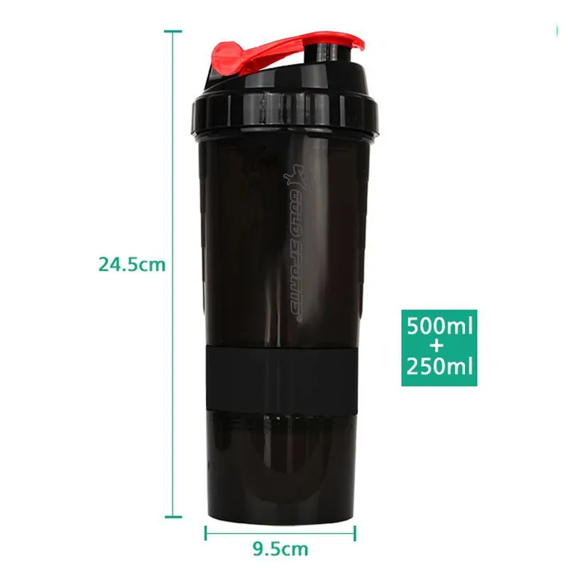 Garrafa Coqueteleira Gold Sports Big 750ml organizador de comprimidos e proteína em pó