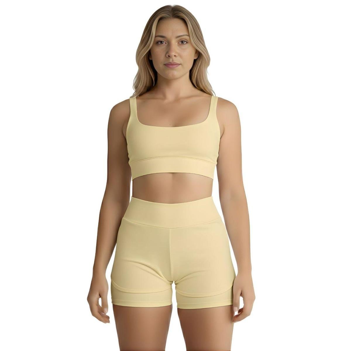 Conjunto de Short Duplo Fitness Academia Treino Feminino
