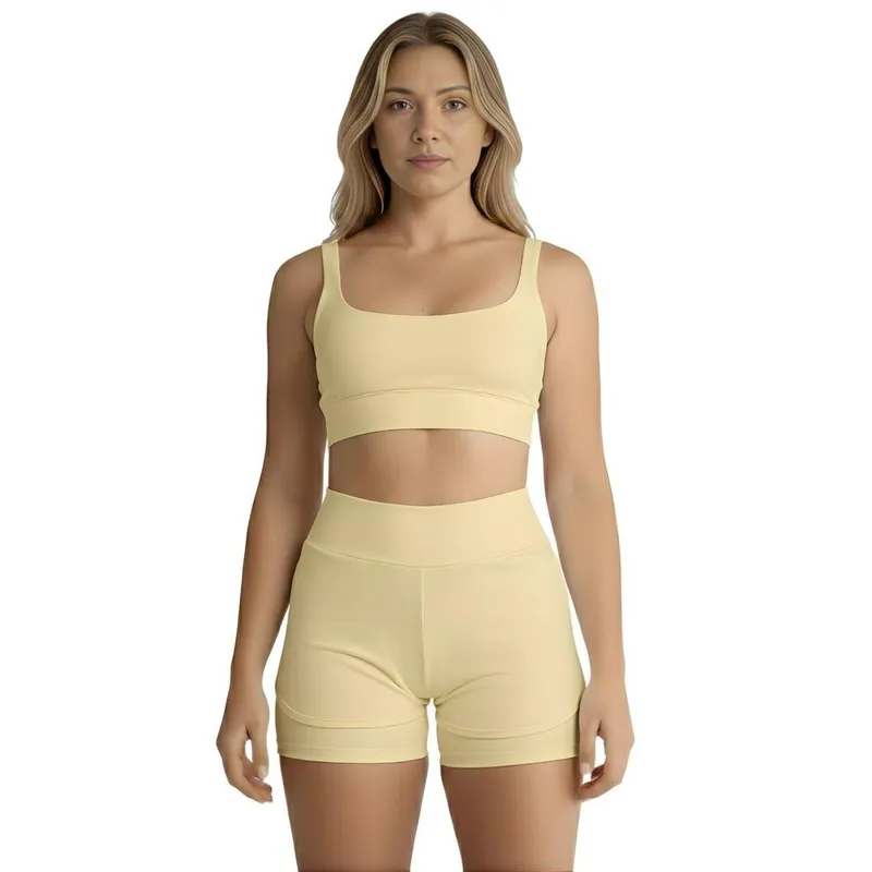 Conjunto de Short Duplo Fitness Academia Treino Feminino