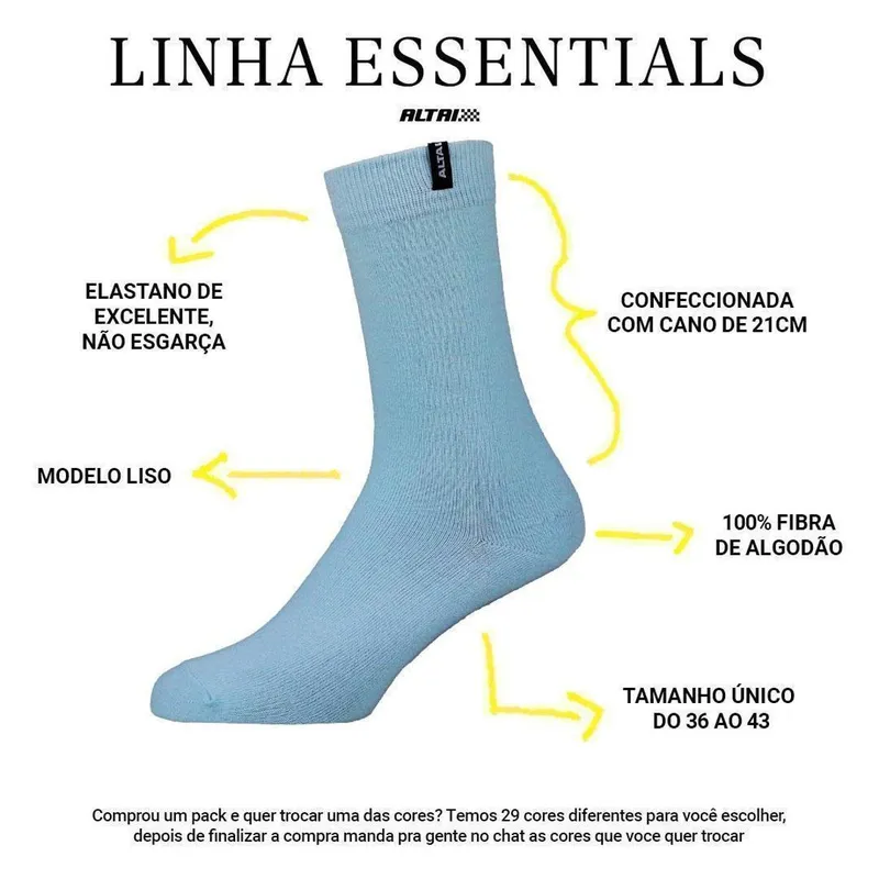 PACK 4 MEIAS ESCURAS ESSENTIALS COLORS ALTAI ML Cor:;Tamanho:Unico;Genero:Unissex