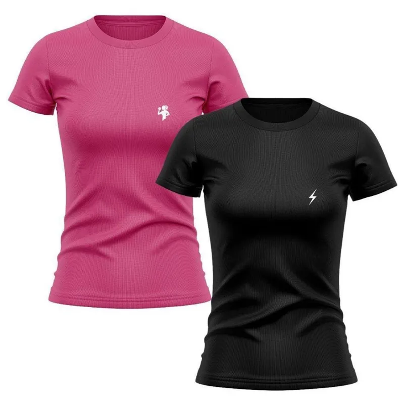 Kit 2 Camisetas Manga Curta Raio Malhando Feminino