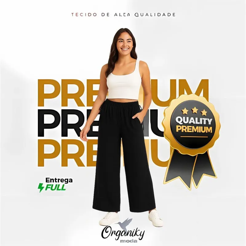 Calça Feminina Viscolinho com Amarração Lateral