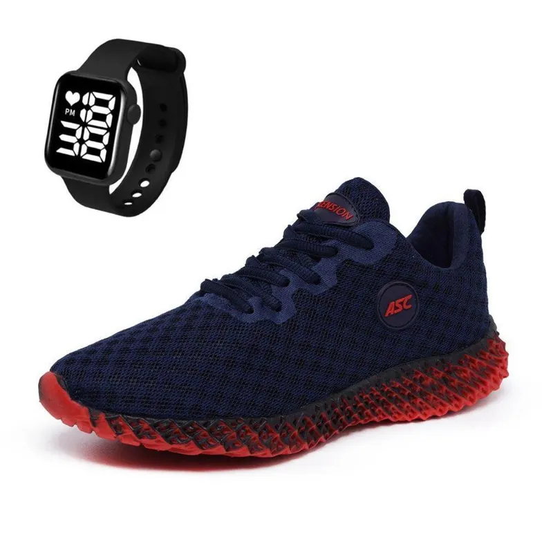 Kit Tênis Masculino + Relógio Quadrado: Conforto e Desempenho para Corridas, Caminhadas e Treinos