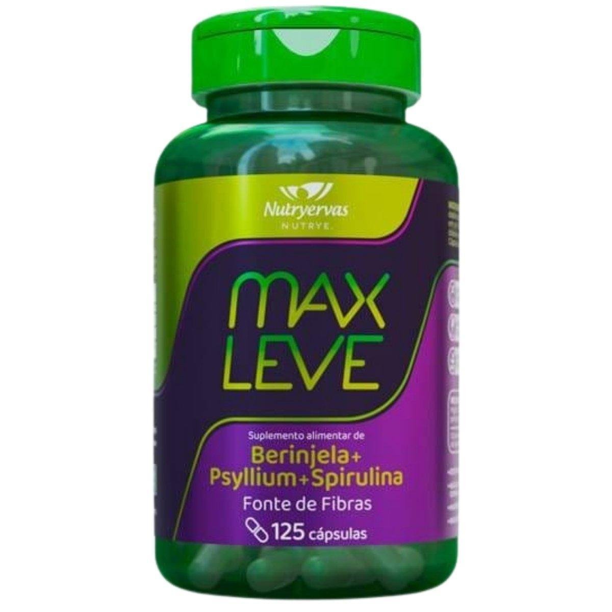 Max Leve 125 Cápsulas - Suplemento Alimentar de Berinjela + Psyllium + Spirulina