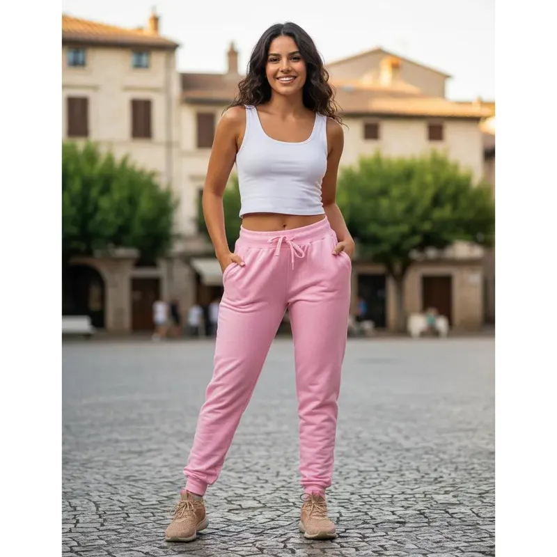 Calça Feminina Basica Treino Academia Fitness Confortavel Flanelada Com Punho Sem Transparencia