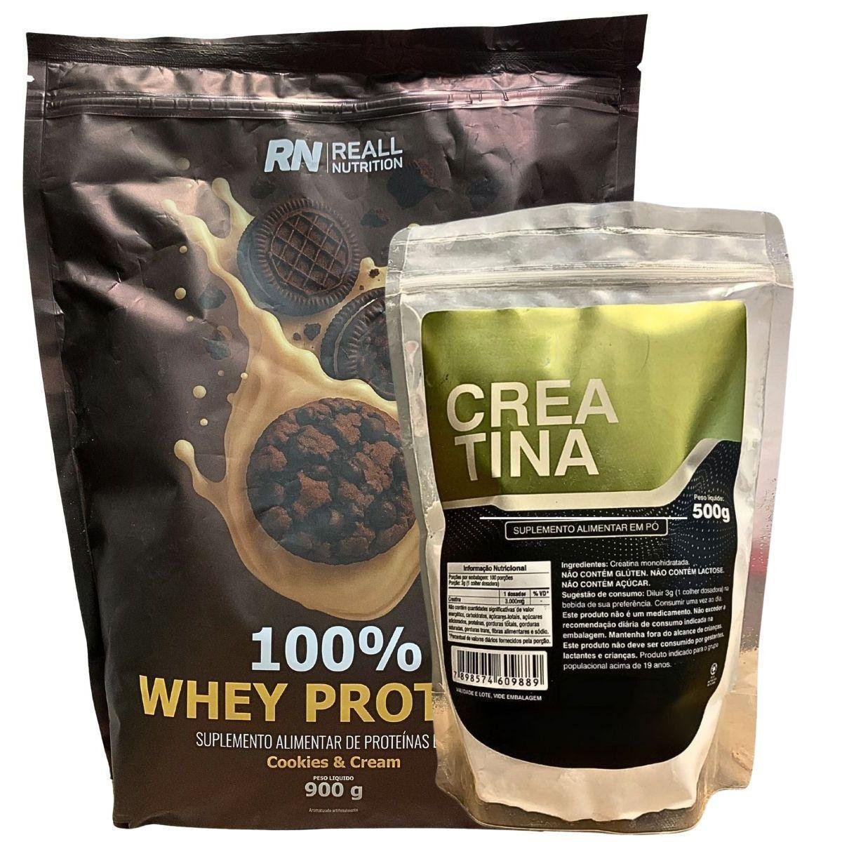 Kit Suplemento Whey 100% Puro + Creatina Monohidratada 500g