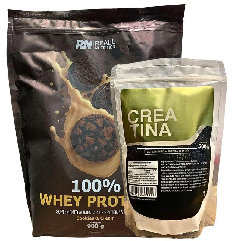 Kit Suplemento Whey 100% Puro + Creatina Monohidratada 500g
