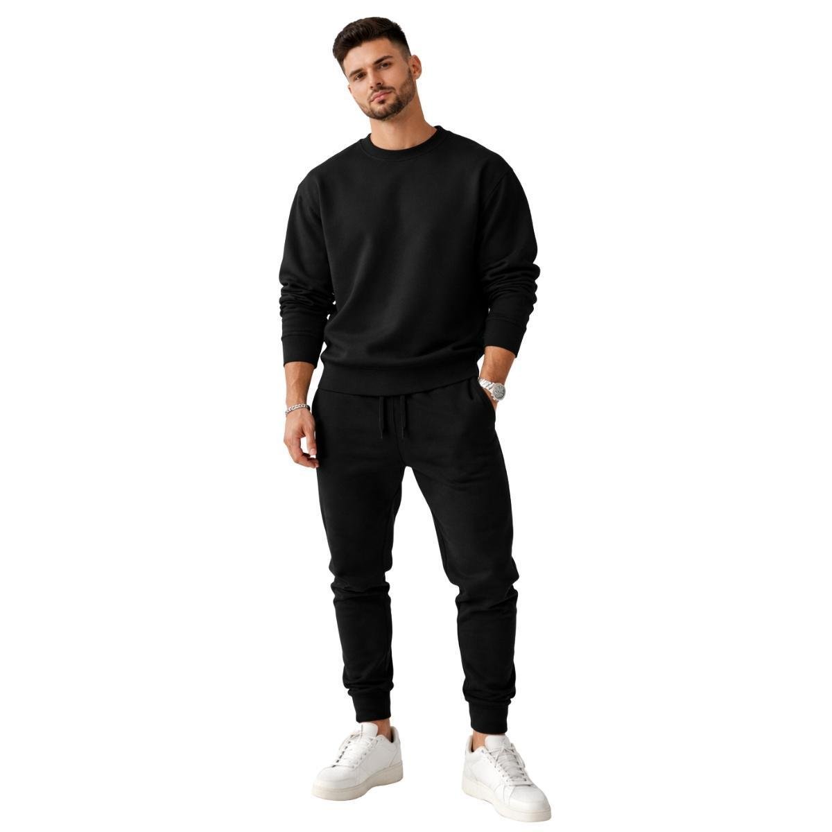Conjunto Moletom Masculino Gola Careca + Calça Moletom Confortável Casual Inverno