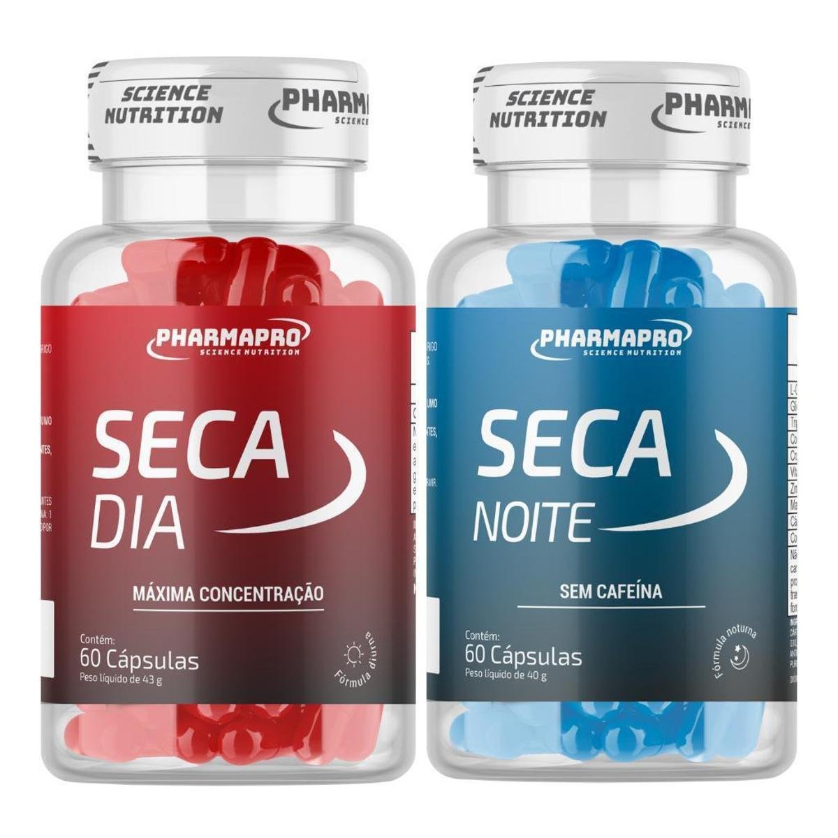 Kit Termogênico Seca Dia e Seca Noite Pharmapro – Com e Sem Cafeína – 60 Cápsulas Cada