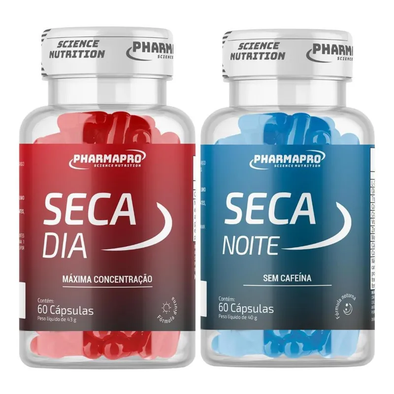 Kit Termogênico Seca Dia e Seca Noite Pharmapro – Com e Sem Cafeína – 60 Cápsulas Cada