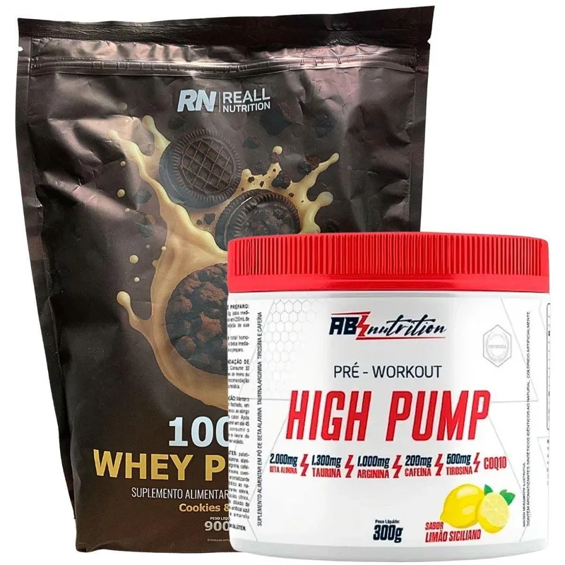 Kit Suplemento Pré Treino High Pump Absolut + Whey 100% Puro