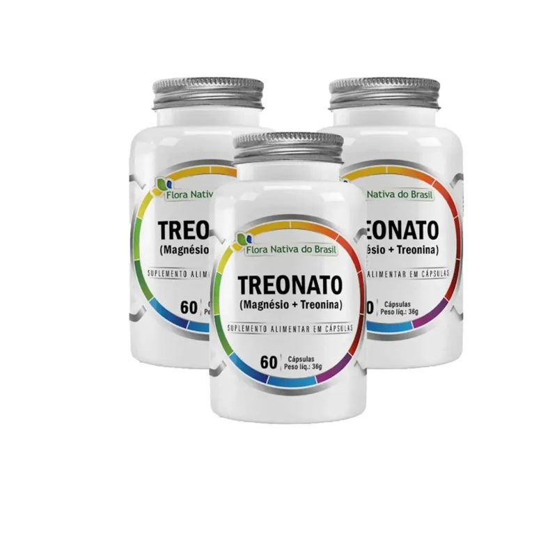 Kit 3 Magnésio Treonato Magnésio+Treonina 3x60 caps Flora Nativa