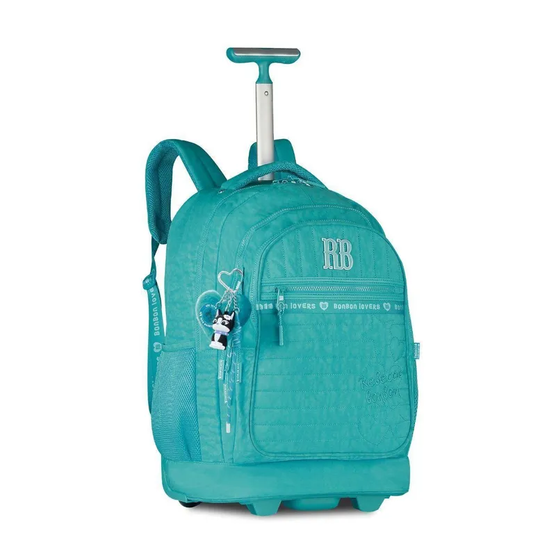 Mochila Carrinho Rebecca Bonbon Bolsa Escolar com Chaveiros