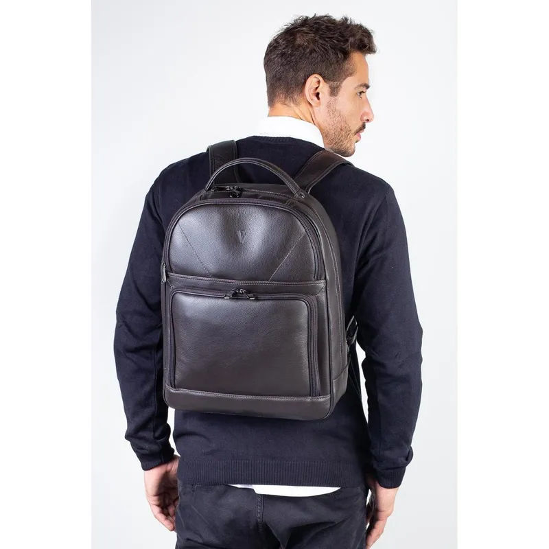Mochila de couro masculina para notebook Vicente