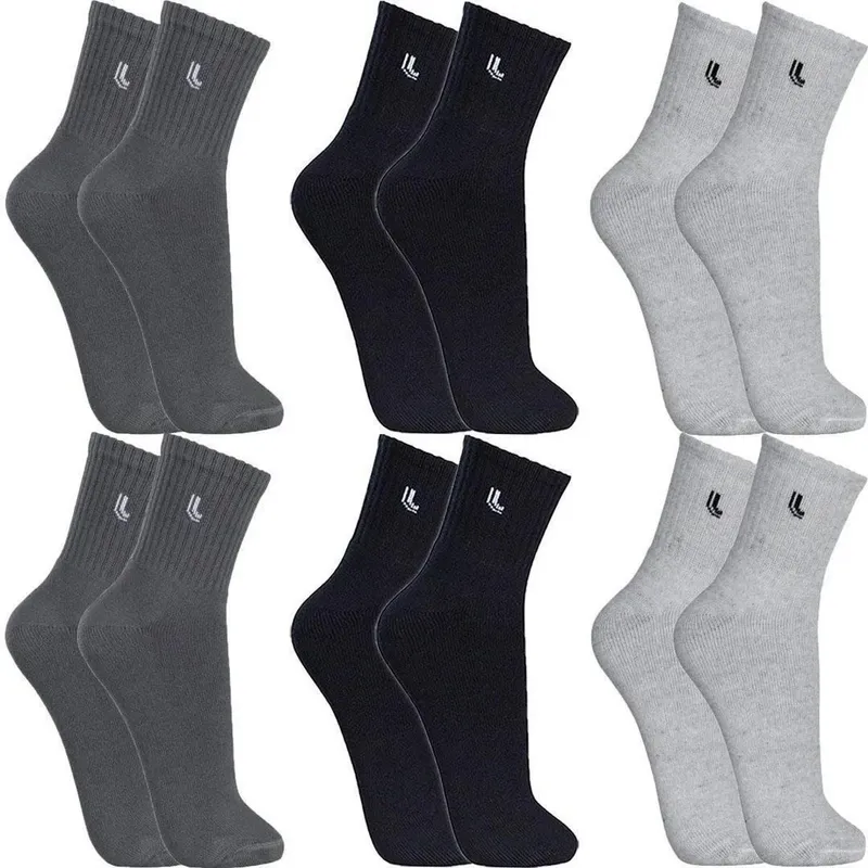 Kit 6 Pares Meias Lupo Masculina Algodão Meia Cano Médio Atacado Academia Esportiva