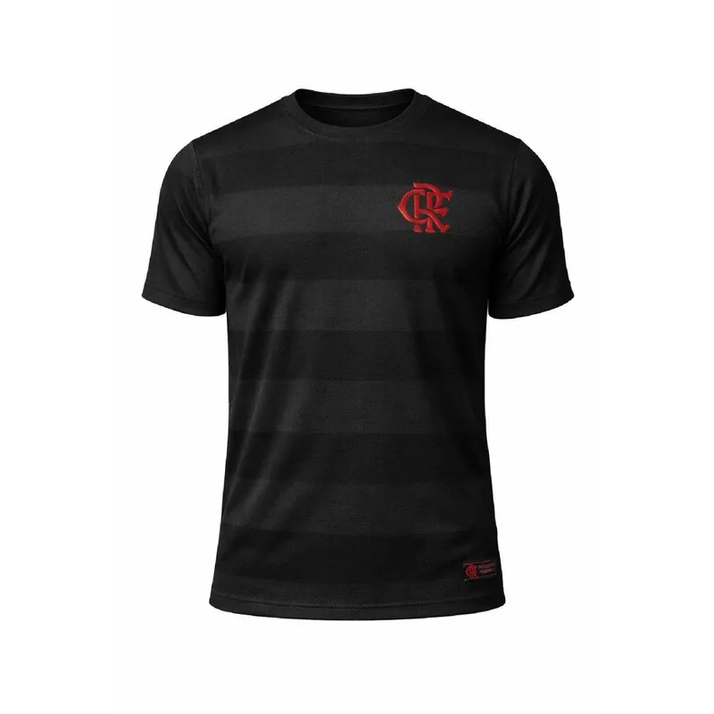 CAMISETA FLAMENGO LISTRADA PRETA JACQUARD MASCULINA