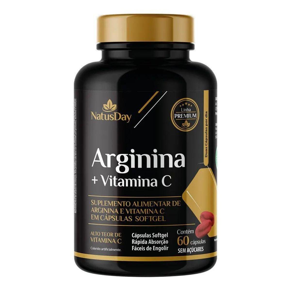 Arginina + Vitamina C - 60 Cápsulas - Natusday Premium
