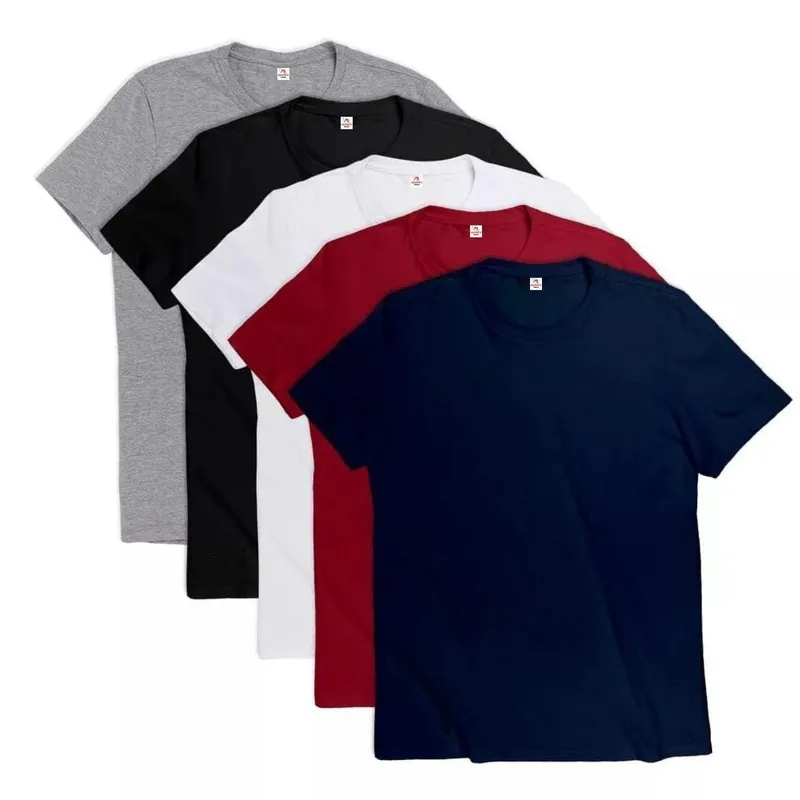 Kit 5 Camisetas Coloridas Basicas 100% Algodão 30.1