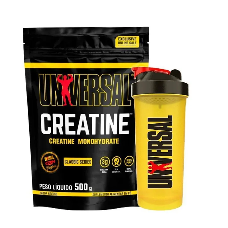 Kit Creatina Monohidratada 500g Refil + Coqueteleira - Universal Nutrition