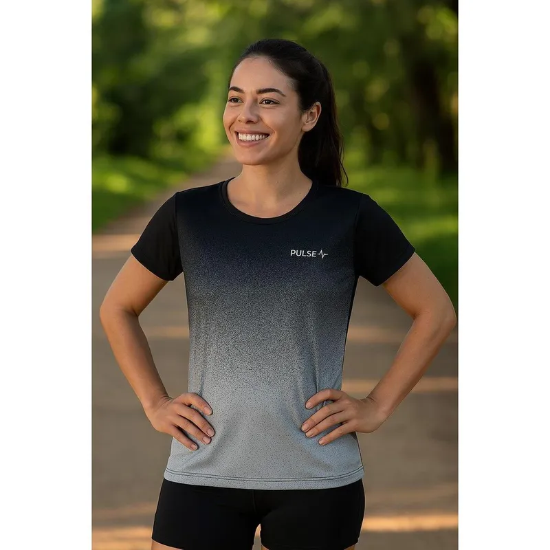 Camiseta Feminina Manga Curta Fitness Estampada Academia Dry
