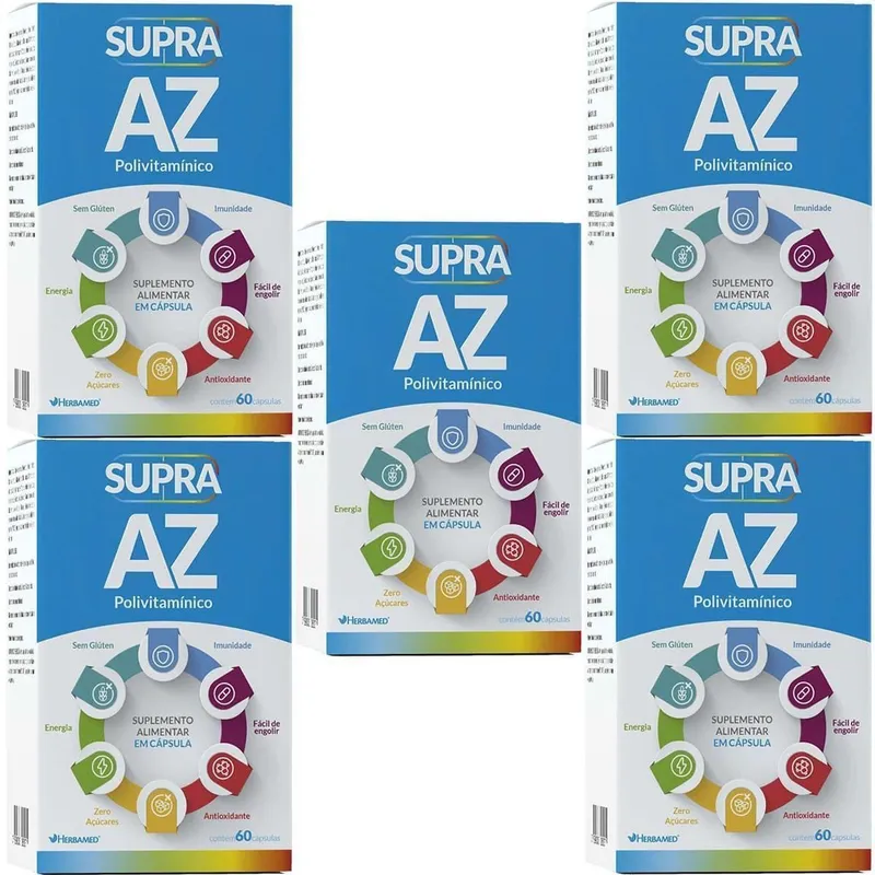 Kit 5X Supra AZ Polivitamínico - 60 Cápsulas - Herbamed