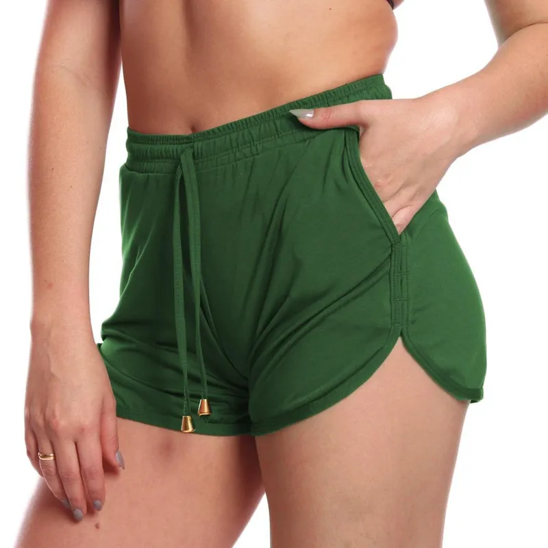 Short Saída Praia Piscina Bolso Academia Corrida Vih Triny Verde