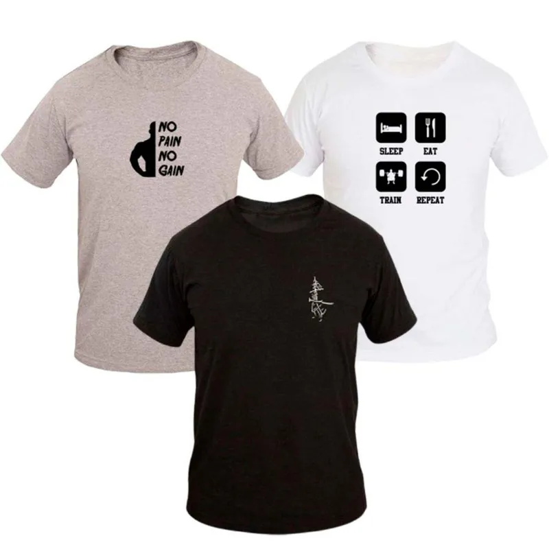 KIT 3 Camiseta Ragor Slim Algodão Treino Academia Casual