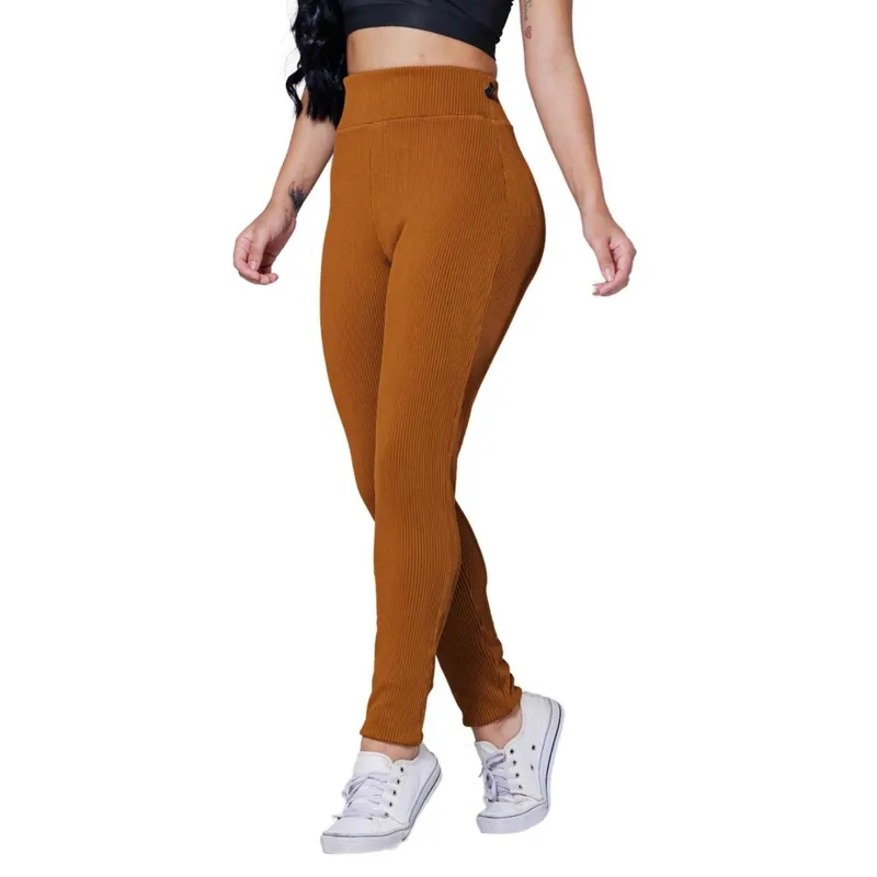 Calça Canelada 3D Cós Alto Zero Transparencia Conforto e Durabilidade
