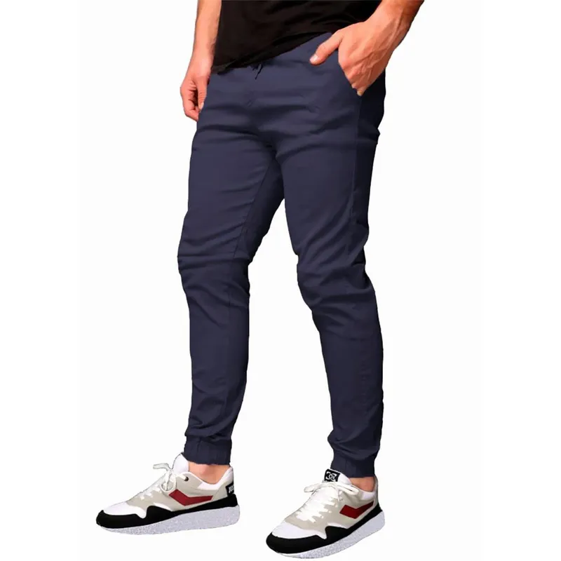 Calça Jogger Sarja Masculina Skinny Com Punho