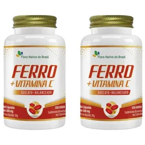 Kit 2x Ferro + Vitamina C 60 Capsulas 500mg Flora Nativa